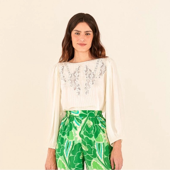 Farm Rio Off white Lace Top - Picture 2 of 4